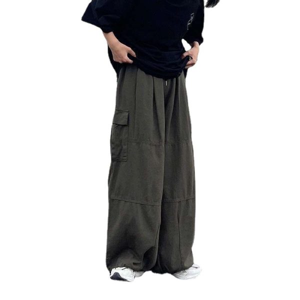 2024 Spring Pocket Decoration Wide Leg Cotton Black Woman Cargo Pants