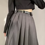 Summer Cotton High Waist Solid Color Pleated A Line Long Women's Skirts