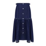 Fashion High Waist A Line Solid Color Loose Irregular Denim Long Skirts For Women