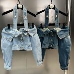 Single Breasted Slash Neck Single Breasted Long Sleeve Women Crop Denim Jacket