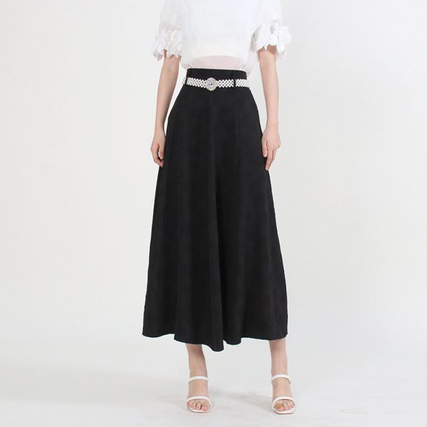 Vintage New Style Solid Color A Line High Waist Summer Midi Skirts Women