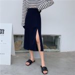 2024 Casual Splicing A Line Solid Color High Waist Skirts For Women