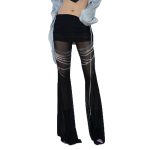 New Style High Waist Patchwork Pearl Chain Slim Seamless Leggings For Women