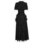 High Quality Stand Collar Long Sleeve Gathered Waist Women Long Maxi Dresses