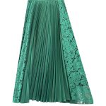 High Quality Pleated Splicing Lace Fashion Summer Women Cotton Skirts 2024