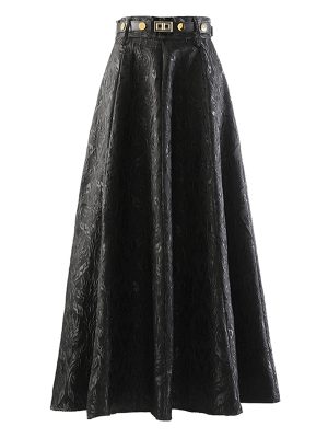 High Waist Sashes Lace Up Patchwork Solid A Line Jacquard Long Skirts For Women