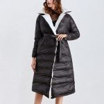 Autumn Winter Jackets Black And White Splicing Gather Waist New Style Women Puffer Jacket