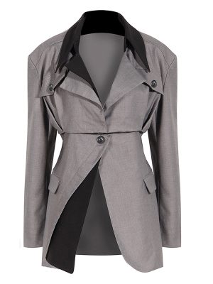 High Quality Notched Collar Long Sleeve Single Button Blazer For Women 2024