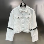 Spring Single Breasted Spliced Belt Lapel Long Sleeve Denim Jackets For Women