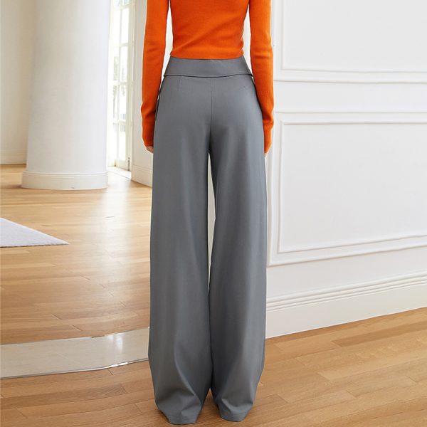 Cotton High Waist Solid Color Patchwork Button Wide Leg Outdoor Pants Women