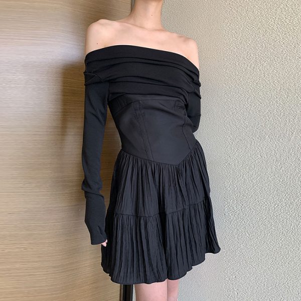 Fashion Strapless Sleeveless High Waist Folds Summer Women Dress 2024