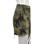 Personality Tassel High Waist Camouflage Shorts Women Pants Trousers