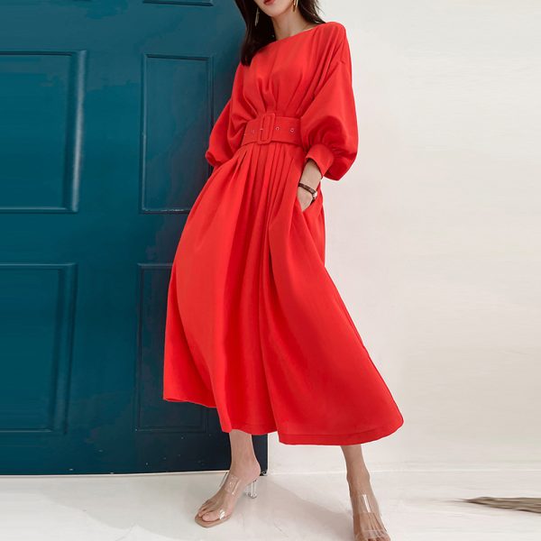 Batwing Sleeve High Waist A Line Summer Cotton Women Casual Dresses