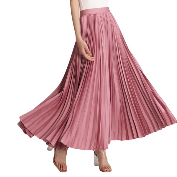 Plus Size Elegant Skirt Pleated High Waist Casual Midi Ladies Skirt 2024 New