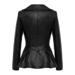 Lapel Long Sleeve Casual Pu Leather Solid Color Jackets For Women 2024