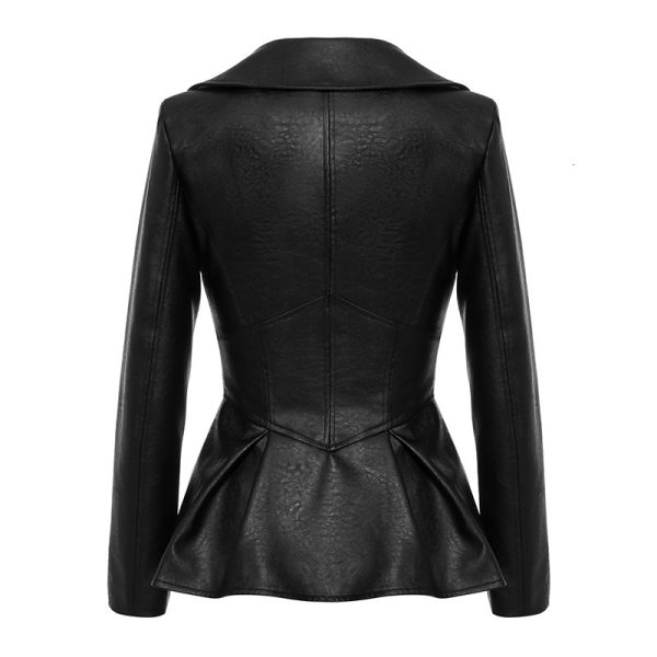 Lapel Long Sleeve Casual Pu Leather Solid Color Jackets For Women 2024