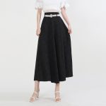 Vintage New Style Solid Color A Line High Waist Summer Midi Skirts Women