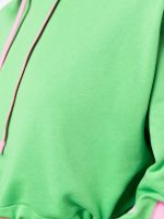 Cropped Hoodie Bright Green Light Pink Drawstring Cotton Cropped  Elasticated Hem  Hoodie