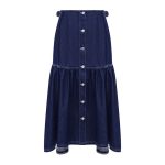 Fashion High Waist A Line Solid Color Loose Irregular Denim Long Skirts For Women