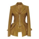 Lapel Long Sleeve Casual Pu Leather Solid Color Jackets For Women 2024