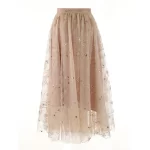 High Waist A-line Layered Mesh Tulle Midi 2024 Ladies Long Women Summer Fashion Skirts