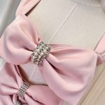 Square Collar Sleeveless High Waist Hollow Out Spliced Bow Lady Elegant Sexy Women Dresses 2024