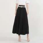 Vintage New Style Solid Color A Line High Waist Summer Midi Skirts Women