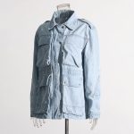 New Denim Jacket Patchwork Multiple Pockets Single Breasted Female Fashion 2024