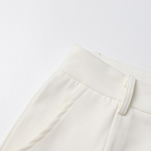 High Quality Patchwork Zipper High Waist Hollow Out White Pants For Women