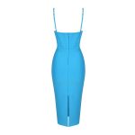 New Style Blue Square Collar Sleeveless High Waist Summer Long Dresses Women 2024