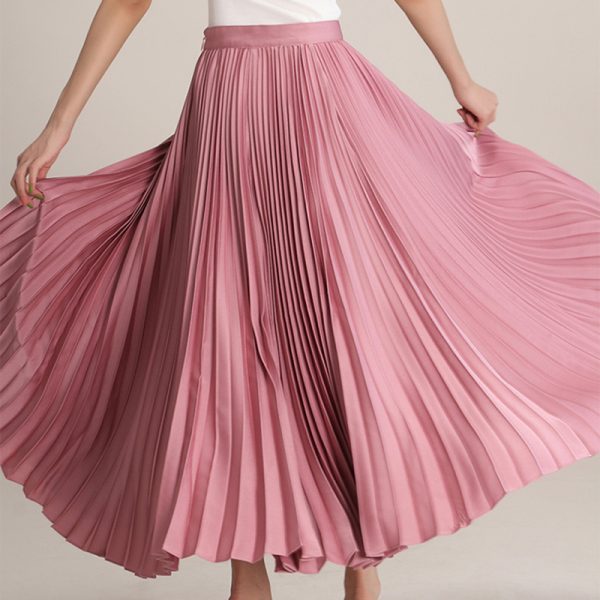 Plus Size Elegant Skirt Pleated High Waist Casual Midi Ladies Skirt 2024 New