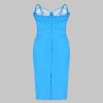 New Style Blue Square Collar Sleeveless High Waist Summer Long Dresses Women 2024