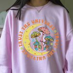 Embroidery Sweatshirt Cotton Crew Neck Oversized Hoodie  Women Heavy Hoodie