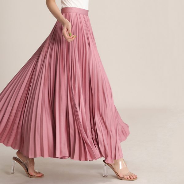 Plus Size Elegant Skirt Pleated High Waist Casual Midi Ladies Skirt 2024 New