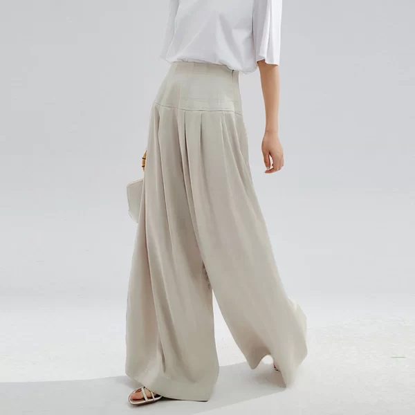 Spring Summer New Style Wide Leg High Waist Solid Color Outdoor Women Pants Trousers