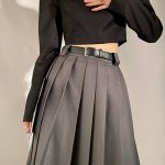 Summer Cotton High Waist Solid Color Pleated A Line Long Women's Skirts