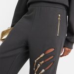 New Fashion Trousers Patchwork Diamonds Metal Zippers Elastic Waist Women's Pants