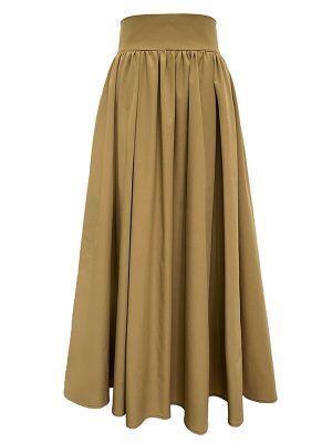 Fashion Solid Color High Waist A Line Long Pleated Skirts For Women