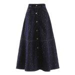 Fashion Vintage A Line Cotton Material Long Denim Summer Skirts Women