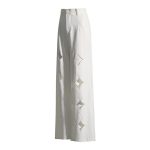 High Quality Patchwork Zipper High Waist Hollow Out White Pants For Women