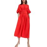 Batwing Sleeve High Waist A Line Summer Cotton Women Casual Dresses