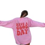 Unisex Retro Harajuku Crewneck Sweat Words on Back Oversized Letter Print Smile Embroidery Hoodie Sweatshirt