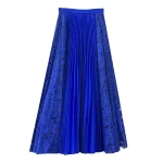 High Quality Pleated Splicing Lace Fashion Summer Women Cotton Skirts 2024