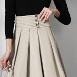 Spring Summer New Style A Line Folds Design High Waist Midi Skirts For Women 2024