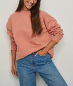 High Quality 2024 Popular Oversized  Long Sleeve Women Cozy Round Neck Grey Sweatshirt