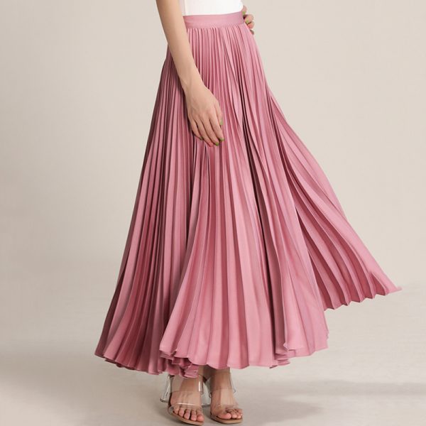 Plus Size Elegant Skirt Pleated High Waist Casual Midi Ladies Skirt 2024 New