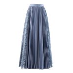 High Quality Pleated Splicing Lace Fashion Summer Women Cotton Skirts 2024