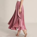 Plus Size Elegant Skirt Pleated High Waist Casual Midi Ladies Skirt 2024 New