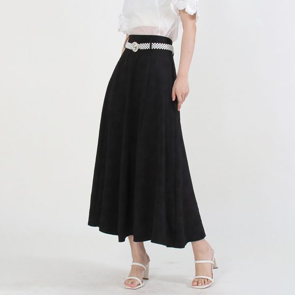 Vintage New Style Solid Color A Line High Waist Summer Midi Skirts Women