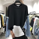 Round Collar Long Sleeve Denim Pullovers Streetwear Sweatshirt Female 2024